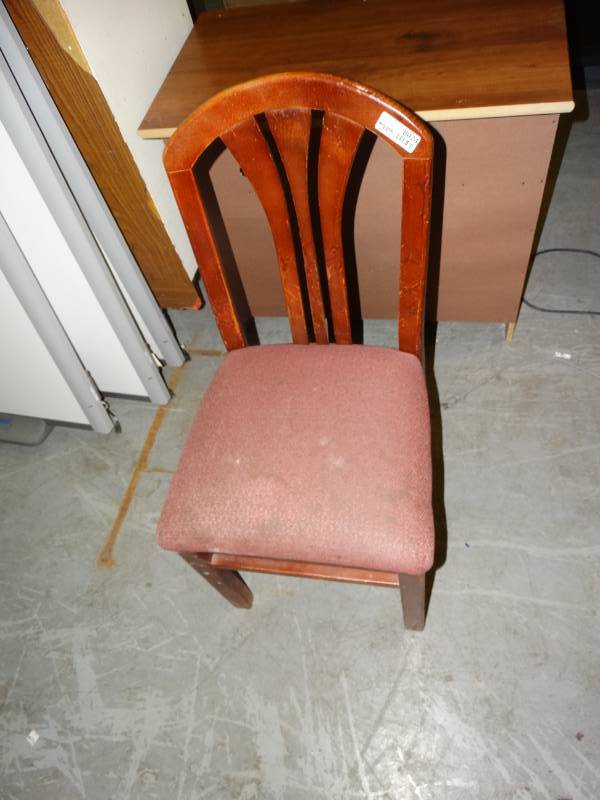 lot 8024 image: wooden chair with red cushion