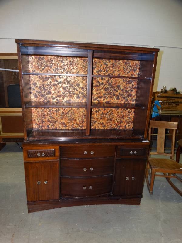 lot 8059 image: Dark Wood Cabinet-- Approx. L48 x W17 x H64