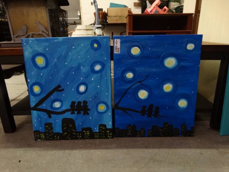 lot 8086 image: Lot of 2 Matching Handmade Artworks
