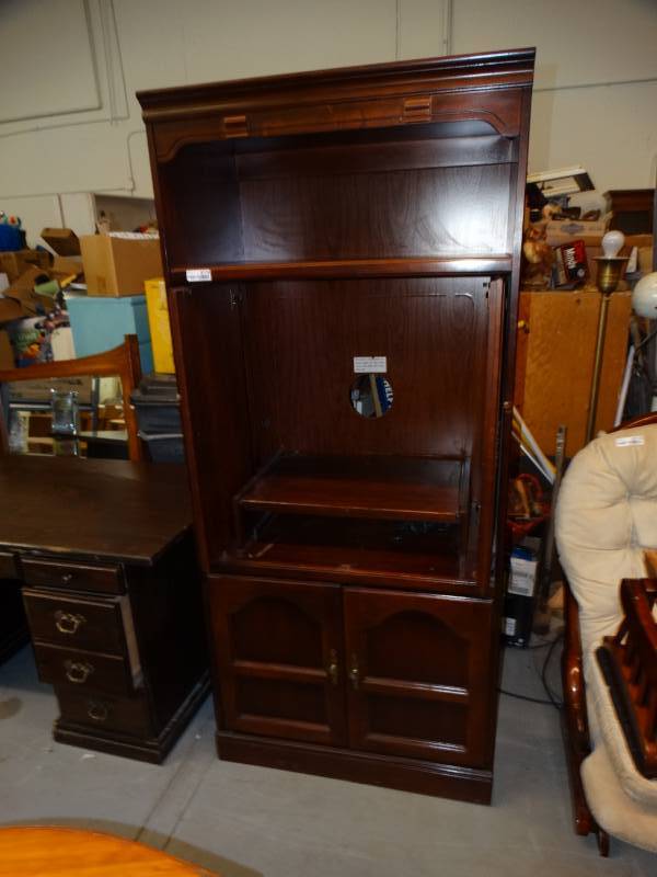 lot 8174 image: Wooden Entertainment Center-- Approx. L34 x W21.5 x H76
