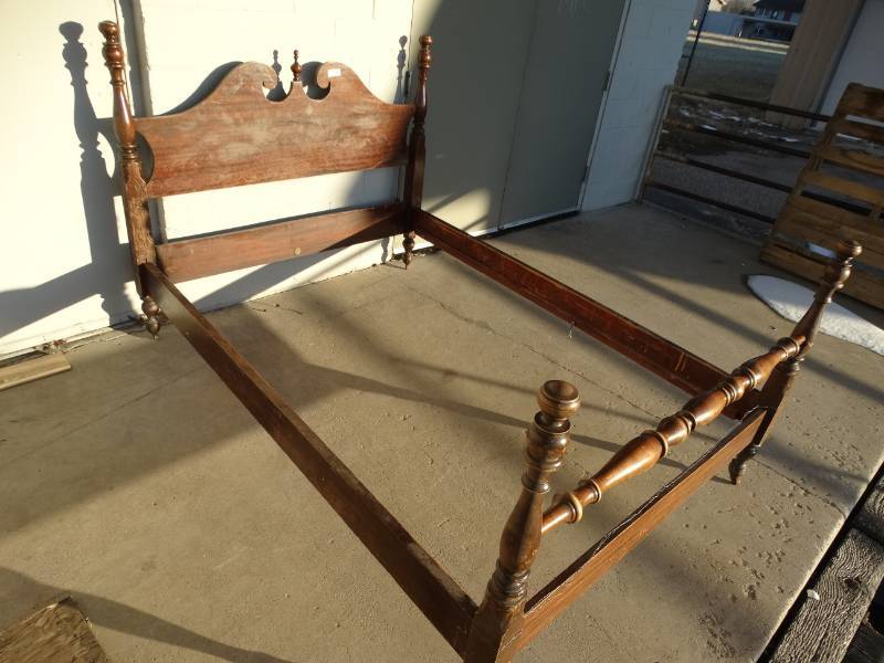 lot 8202 image: Wooden Bed Frame-- Approx. L78 x W58