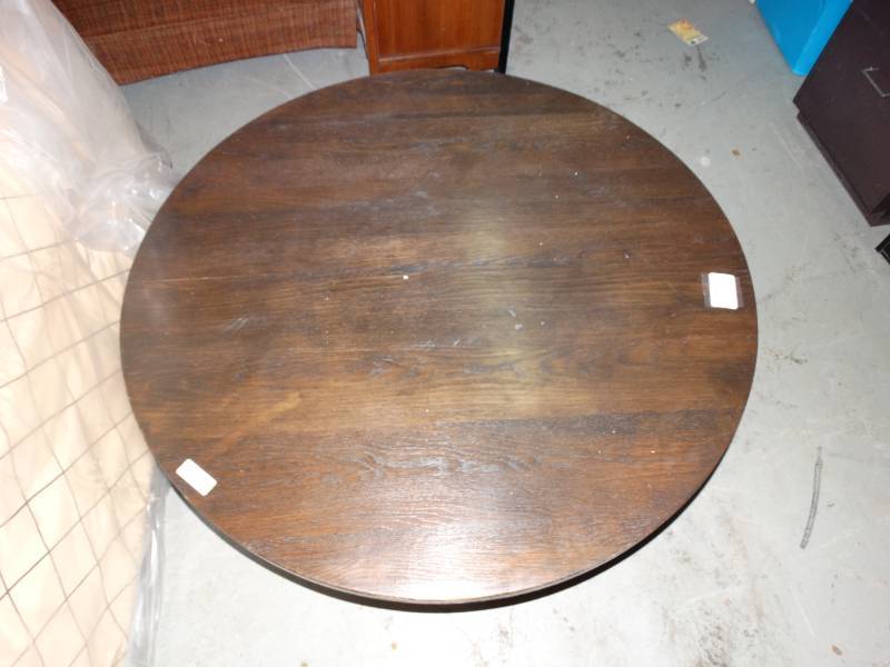 lot 8230 image: Round Wooden Table-- Approx. 45 in diameter x H17