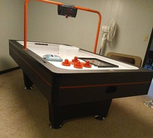 lot 826 image: Playcraft Pro Air Hockey Table with Electronic Scoring and Accessories Legs are easily removable 32x48x90, located in basement, bring tools to disassemble, very heavy Located in Basement