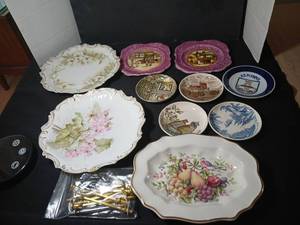 lot 1080 image: Decorative Plates with hardware to make own tier plate dessert display