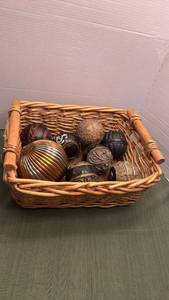 lot 1116 image: Woven Basket with Decorative orbs