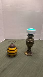 lot 1121 image: LED Table Lamp RGB Color-Changing and bee decor