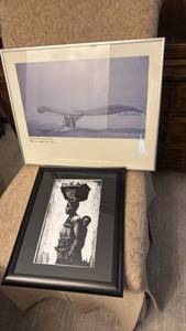 lot 1136 image: 2 Framed wall decor larger one is 16x20.5