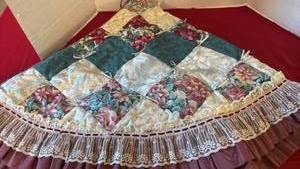 lot 1203 image: Decorative tree skirt with Lace Trim Floral Print