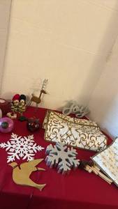 lot 1208 image: Holiday Decorations Lot Ornaments, Reindeer, Joy Sign and more