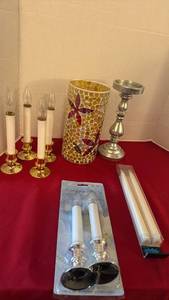 lot 1209 image: Battery operated candles, mosaic tile candle holder and more