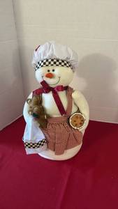lot 1210 image: Snowman Chef Figurine with Accessories 17 inches tall