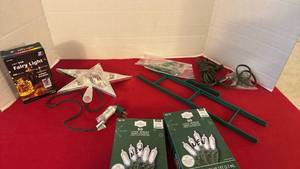 lot 1225 image: LED Holiday Lighting, White Mini Lights Star Topper and extra lights