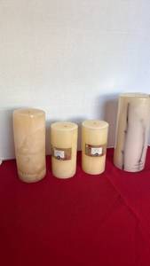 lot 1239 image: Lot of 4 Pillar Candles Scented and Unscented