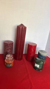 lot 1240 image: Candles Lot 6 Pieces Assorted Pillar Jar Scented