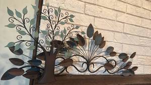 lot 1242 image: Metal Wall Art Tree and Flowering Plant Decor Piece 12x33