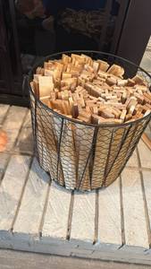 lot 1247 image: Basket of Assorted Wood Blocks and Pieces