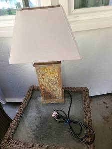 lot 1308 image: Table Lamp with Textured Base and Tapered Shade 25 inches