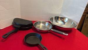 lot 1404 image: Crofton 6 inch cast iron pan, omelette pan and more