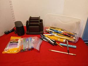 lot 1649 image: Office Supplies Lot Pencils Markers automatic Sharpener Organizer