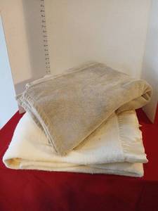 lot 1705 image: Blanket queen size with  tan throw blanket