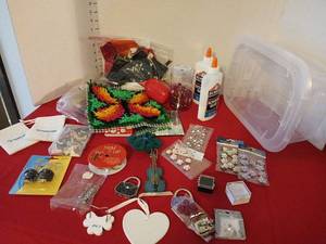 lot 1754 image: Craft Supplies Lot Glue Fabric Trim Decorations and more