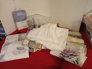 lot 1771 image: Salon de Maison Esmeray Embroidered Sheer Shower Curtain 70x72  Accessories Bundle