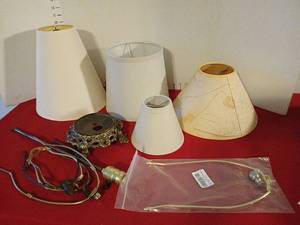 lot 1802 image: Lamp Shades Lot Assorted with lamp fixture hardware