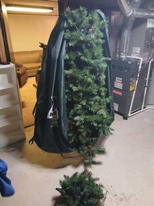 lot 2109 image: 7ft prefit Christmas Tree  with Storage Bag untested located in basement