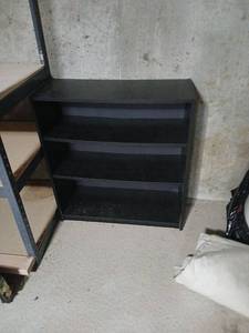 lot 2110 image: Black 3-Shelf Storage Cabinet 31.5x29.5x12 located in basement