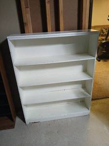 lot 2113 image: White  Bookcase Storage Unit 45x36x8 located in basement