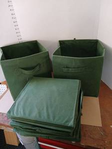 lot 3019 image: Green Fabric Storage Bins with Handles 9