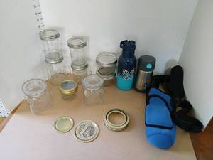 lot 3020 image: Lot of Glass Canning Jars with Metal Lids and Bands