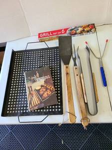 lot 3102 image: Grilling tools and cookbook