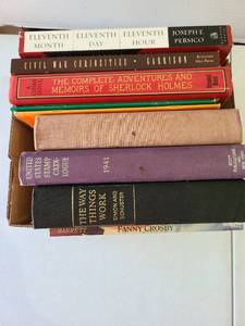 lot 3110 image: Books, including The Complete Adventures and Memoirs of Sherlock Holmes.