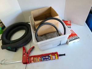 lot 3223 image: Plumbing and Anchoring Supplies Lot - Hoses Clamps Rockite Cement PTFE Tape