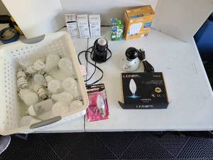 lot 3224 image: Lot LED Bulbs Fixtures Mindy Relax GE Candelabra Mix
