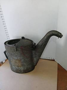 lot 3300 image: Watering Can with Long Curved Spout and Handles metal