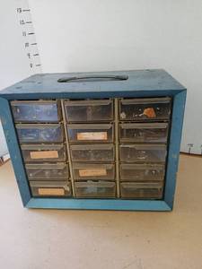 lot 3310 image: Multi-Drawer Hardware Organizer with Fasteners and Washers
