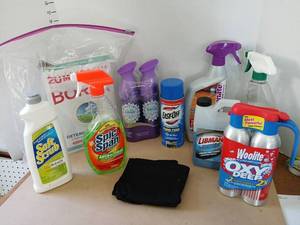 lot 3315 image: Cleaning Supplies Lot Woolite OxiDeep Febreze Easy-Off Libman Soft Scrub Spic Span