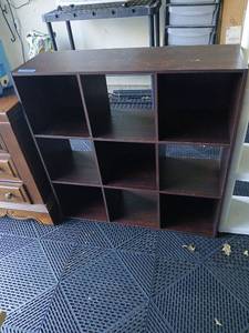 lot 3404 image: 9-Cube Storage Shelving Unit  36x36x11.5 located in garage