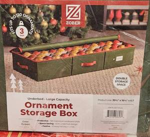 lot 111 image: Zober Underbed Ornament Storage Box 120 Slots 39.5 x 16.5 x 6.7 inch Green