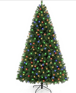 lot 6655 image: 7.5FT Pre-Lit Green Artificial Christmas Tree with stand  - Retail $0