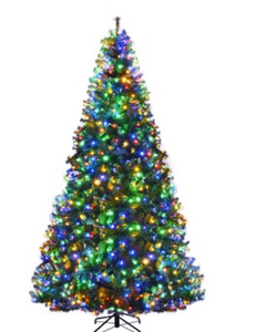 Costway 9-ft Pre-lit Full Rightside-up Green Artificial Christmas Tree with Multicolor LED Lights - Retail: $0