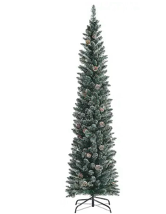 lot 6675 image: Costway 7-ft Pencil Rightside-up Green Artificial Christmas Tree (unlit) Lights - Retail $0