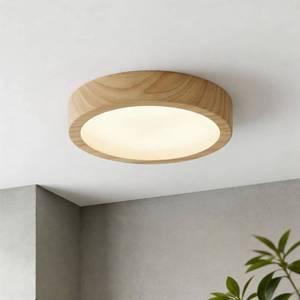 lot 6603 image: Dryad 10 in. 1 Light 5CCT Wood Finish Selectable LED Integrated Flush Mount Ceiling Light - Retail $60