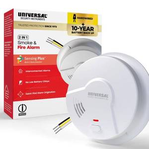 lot 6604 image: Hardwired and 10-Year Battery Backup Smoke Detector with Ionization Sensor - Retail $40