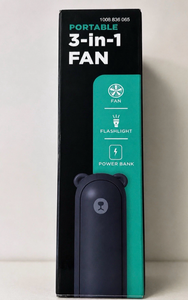 lot 6625 image: Pack of 4 Portable 3-in-1 Fan Flashlight Power Bank - Retail $0