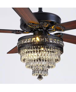 52 in. Indoor Crystal ChandelierBlack Ceiling Fan Fandelier with Lights and Remote Control - Retail: $326