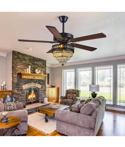 52 in. Indoor Crystal ChandelierBlack Ceiling Fan Fandelier with Lights and Remote Control - Retail: $326