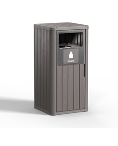lot 417 image: Outdoor Trash Can Waterproof, Resin Ouside Garbage Can for Patio, Pool, Garage, Garden, Gray (33 Gallon) - Retail $70